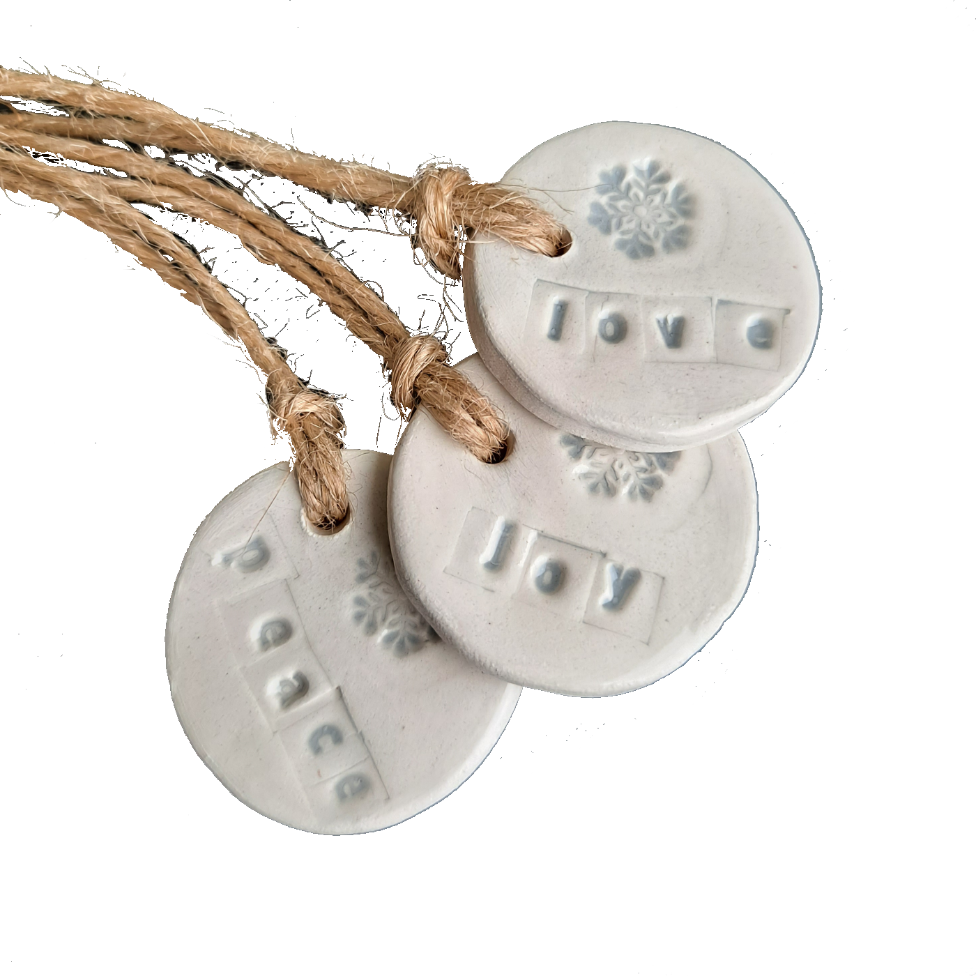 Peace, Joy and Love - Ceramic Adornments
