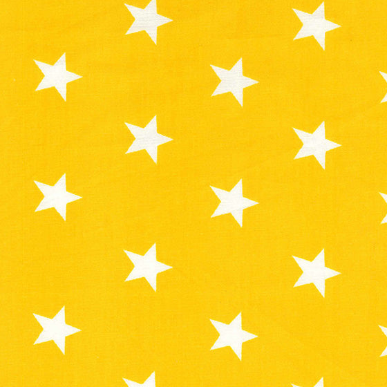 Yellow background with white stars, cotton print