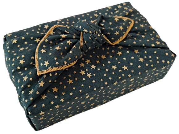 Green christmas print furoshiki reusable gift wrap