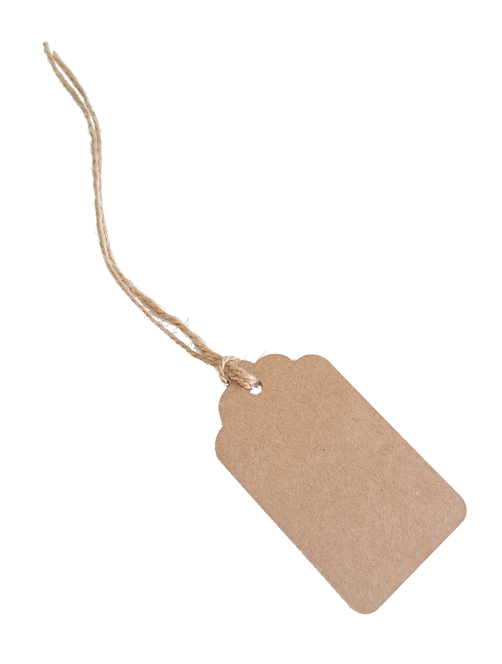 Recycled kraft card gift tag with hessian string