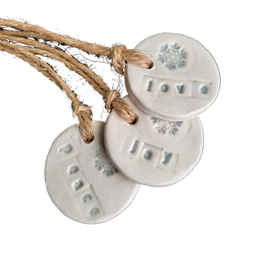 Peace, Joy and Love - Ceramic Adornments
