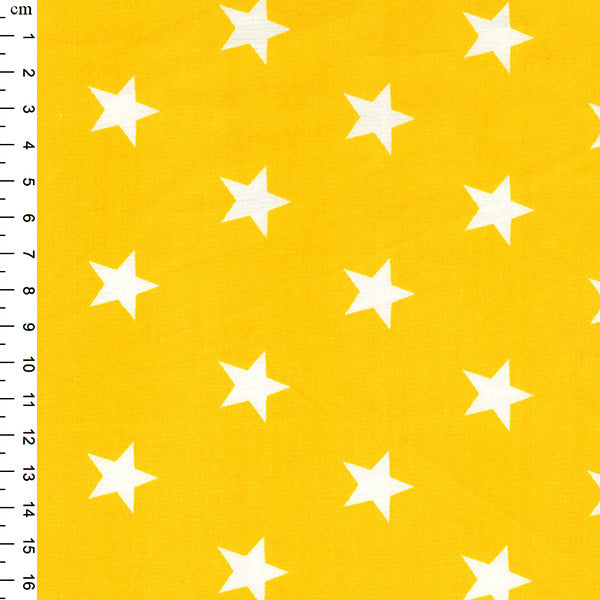 Yellow and white stars cotton print with scale