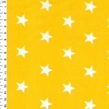 Yellow and white stars cotton print with scale