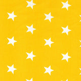Yellow background with white stars, cotton print
