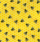 Bee and honeycomb fabric swatch