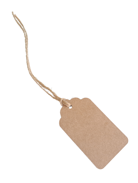 Recycled kraft card gift tag with hessian string