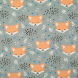 Blushing foxes on a grey background, polycotton